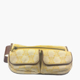 Celine Yellow/Brown Leather Trim Macadam Belt Bag