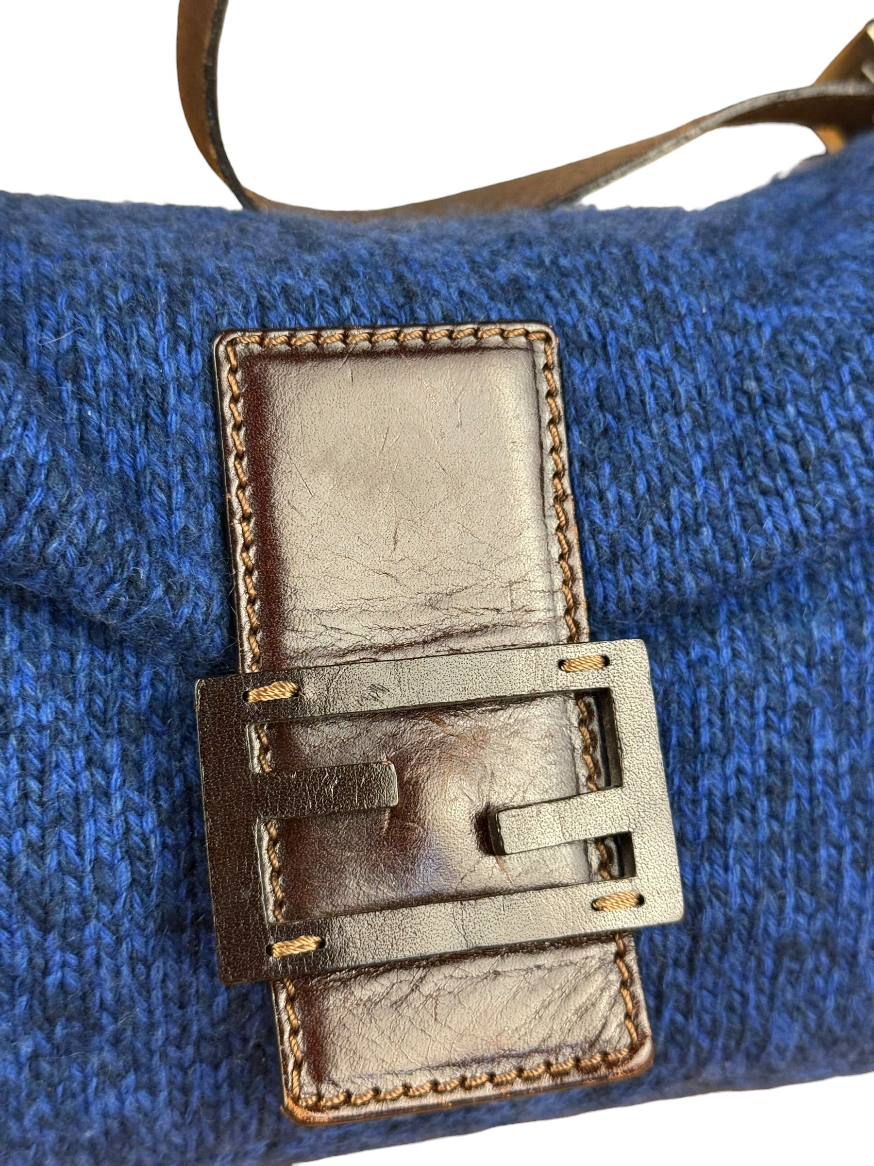 Fendi Vintage Blue Cashmere Baguette