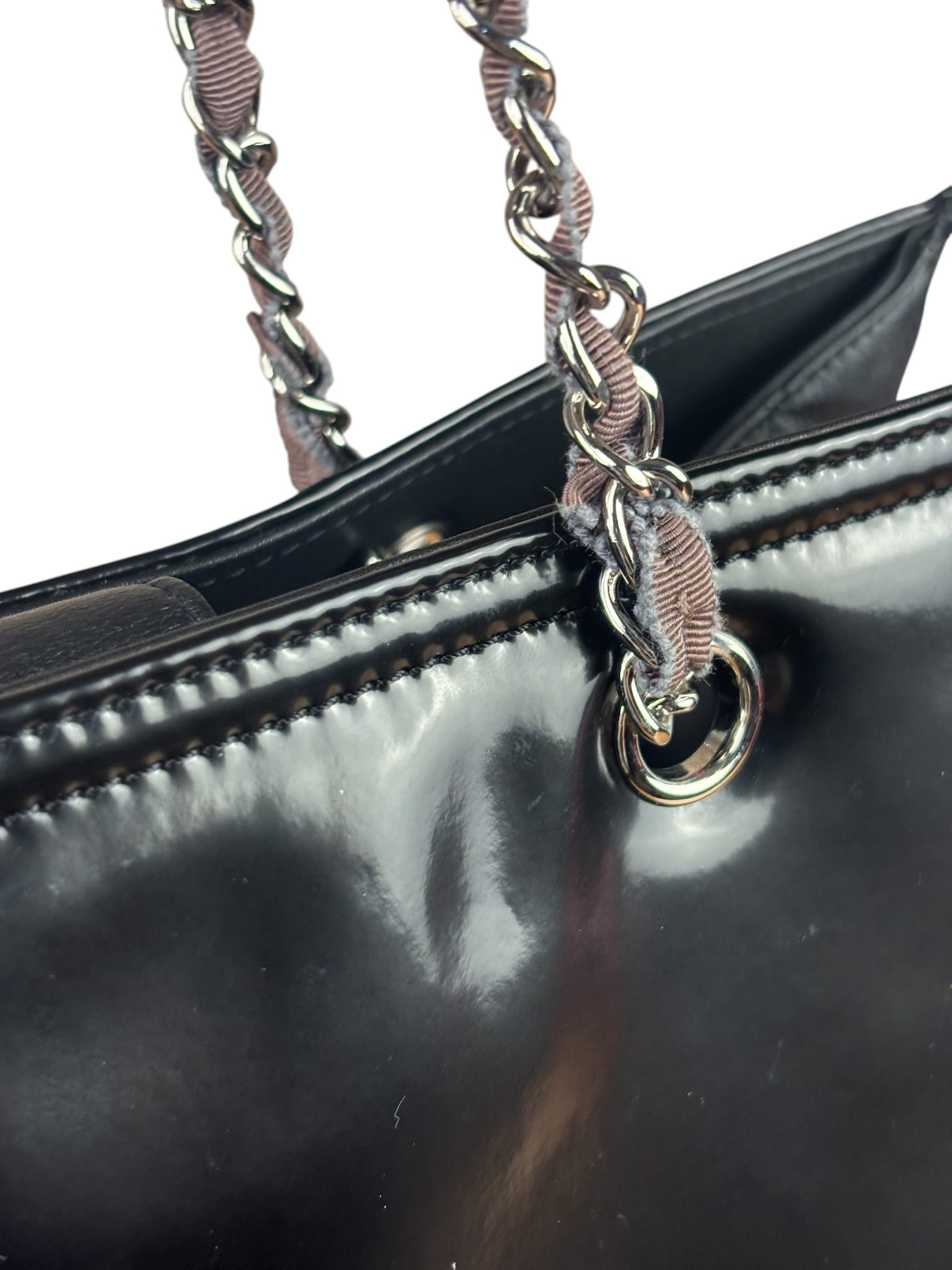 Chanel Black Patent Leather Quilted Lipstick Tote 2011