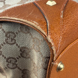 Gucci GG Brown Leather Trim Canvas Monogram Tote Bag
