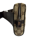 Gucci Brown Leather Trim GG Canvas Belt Bag