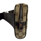 Gucci Brown Leather Trim GG Canvas Belt Bag