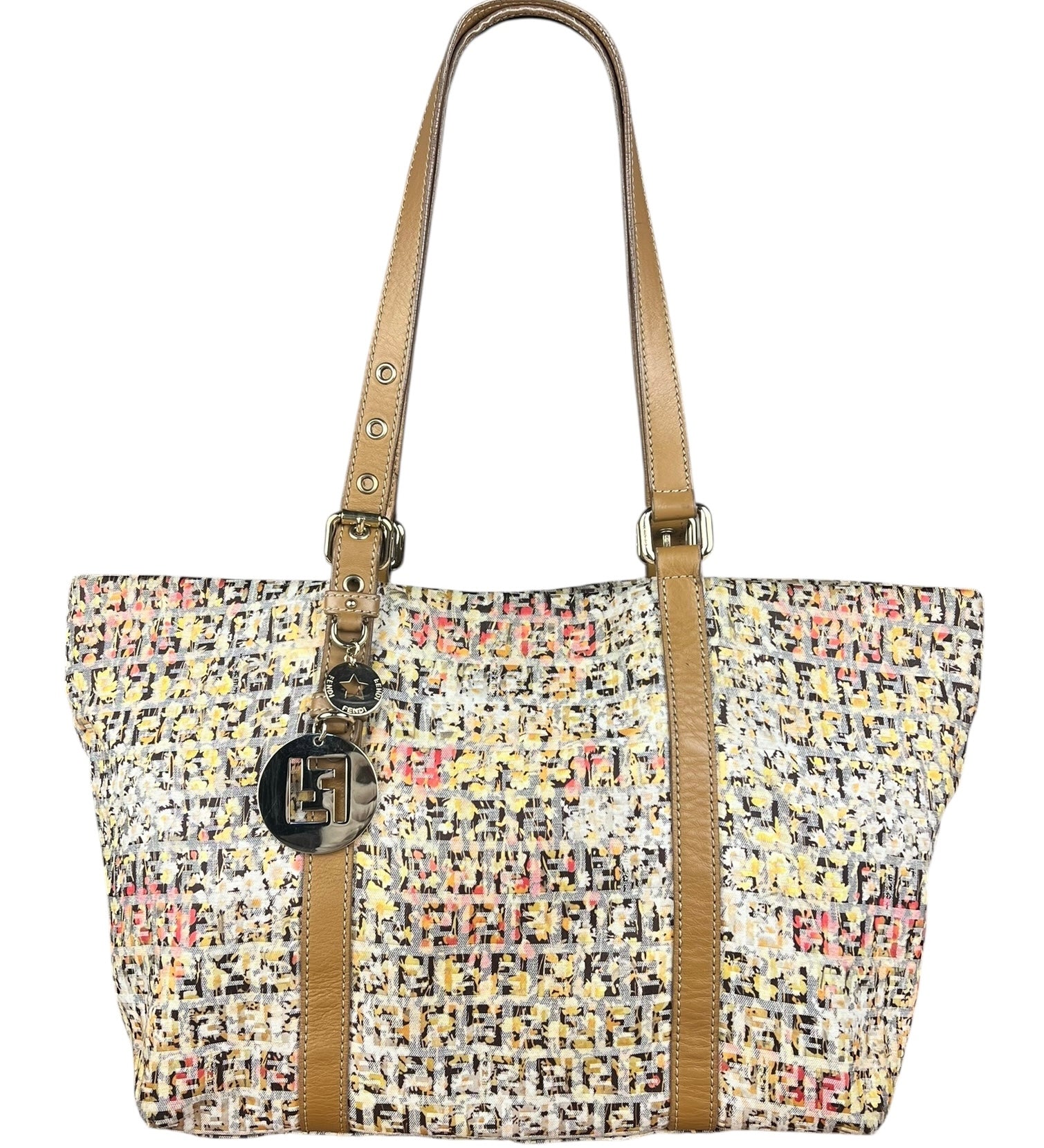 Fendi FF Floral Zucchino Shoulder Tote