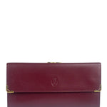 Cartier Burgundy Leather Trifold Long Wallet