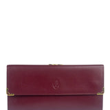 Cartier Burgundy Leather Trifold Long Wallet