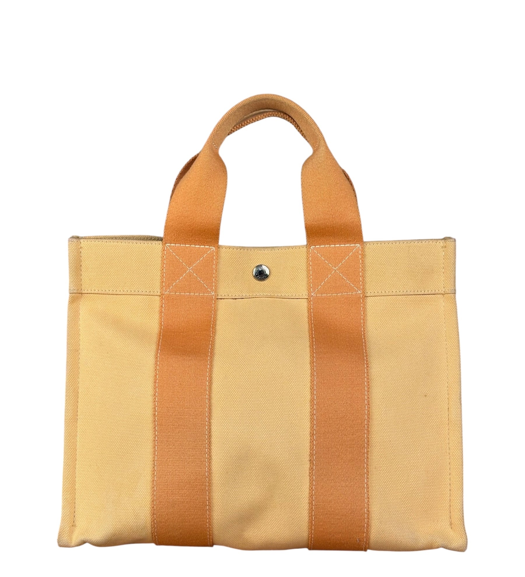 Hermes Bicolor Woven Cotton Bora Bora Canvas Tote Bag PM