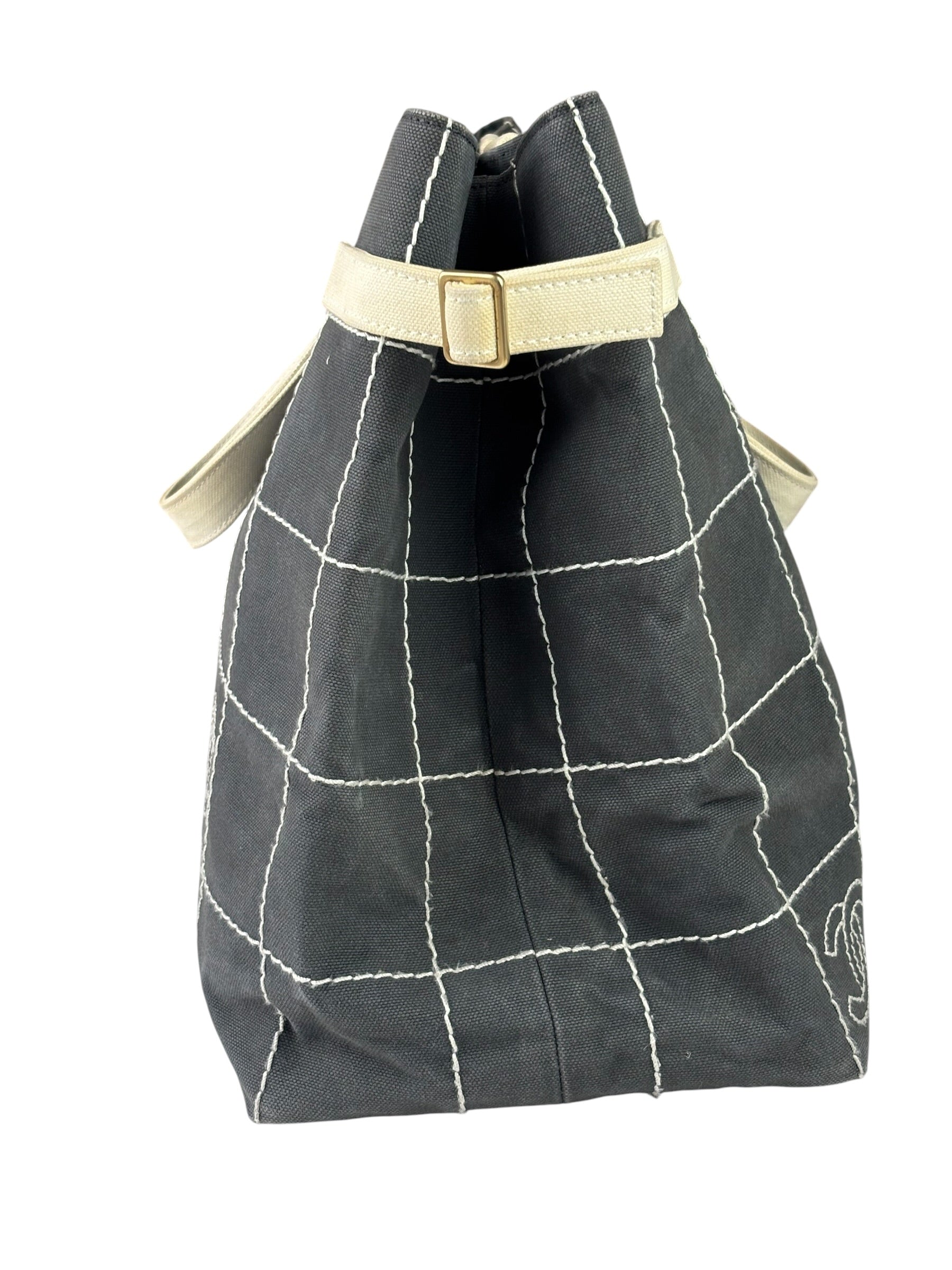 Chanel Vintage Large Square Quilt Tote Faded Black 2003
