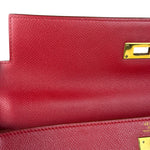 Hermes Kelly 32 Courchevel Rouge Vif Gold Handbag 1997