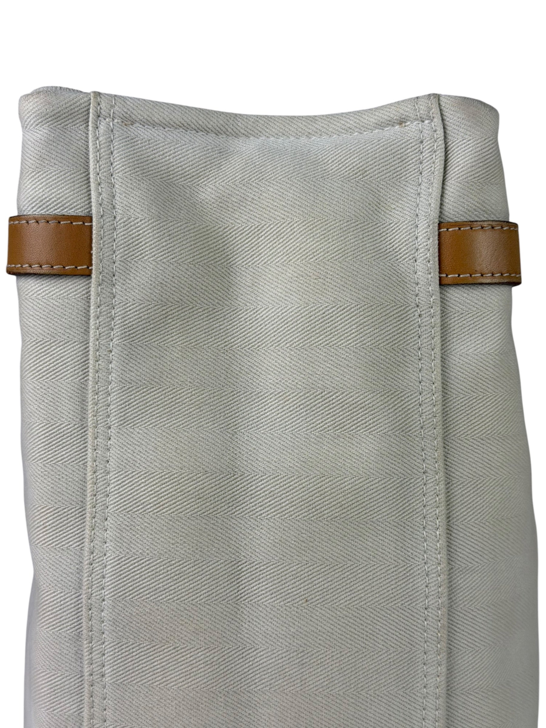 Hermes Beige/Brown Leather Trim Cabalicol Tote