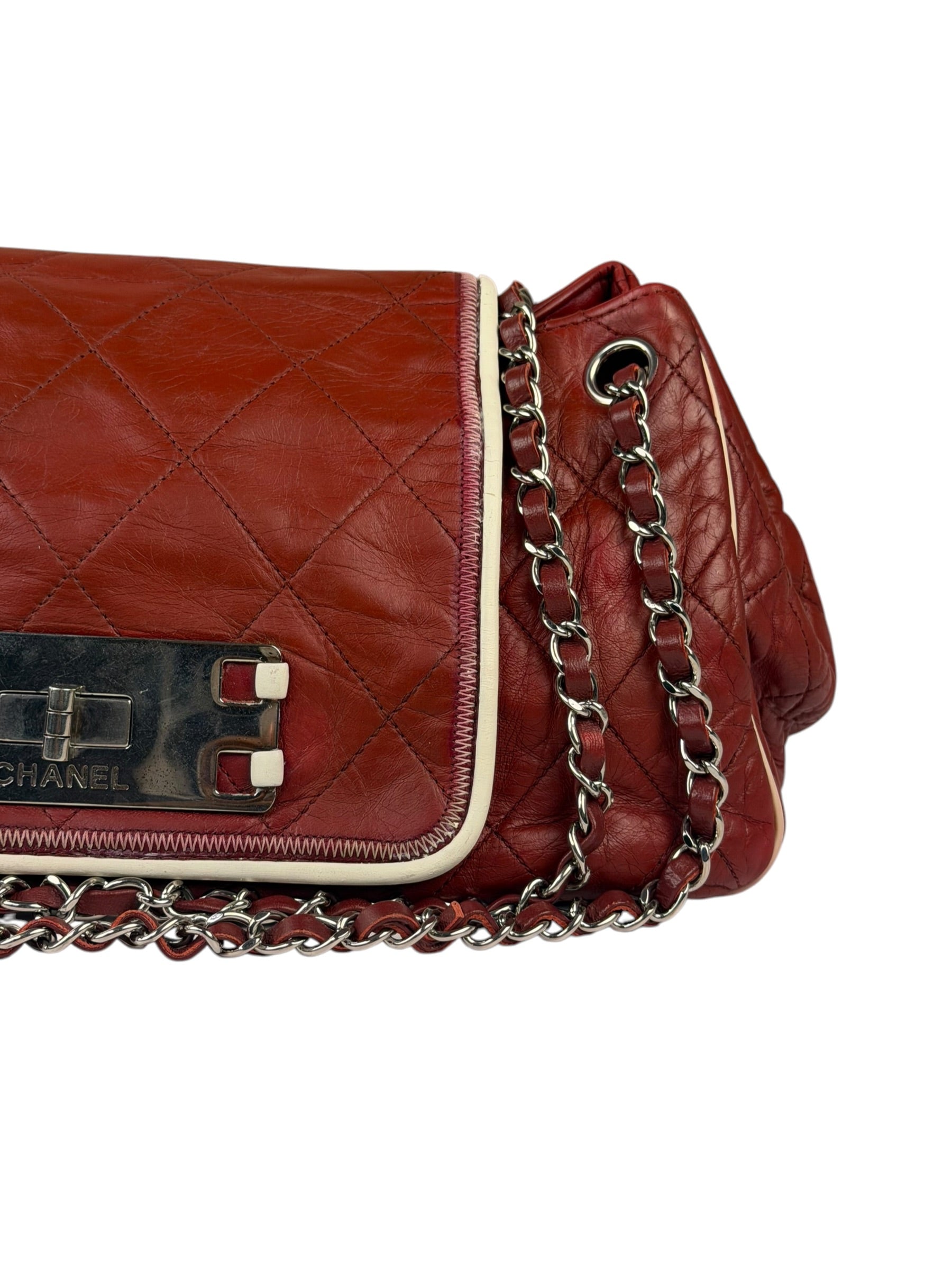 Chanel Burgundy East West Accordion Flap Bag