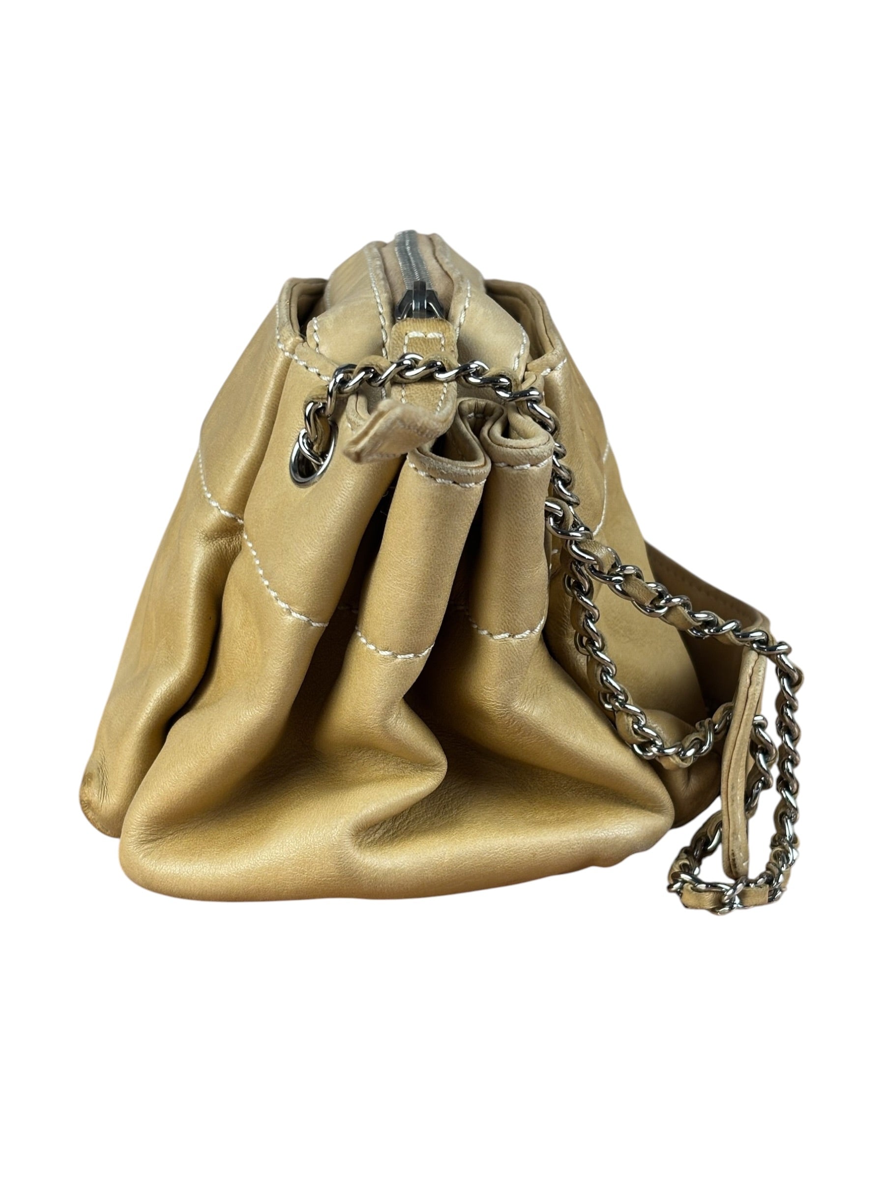 Chanel Warm Beige Leather LAX Accordion Shoulder Bag 2003