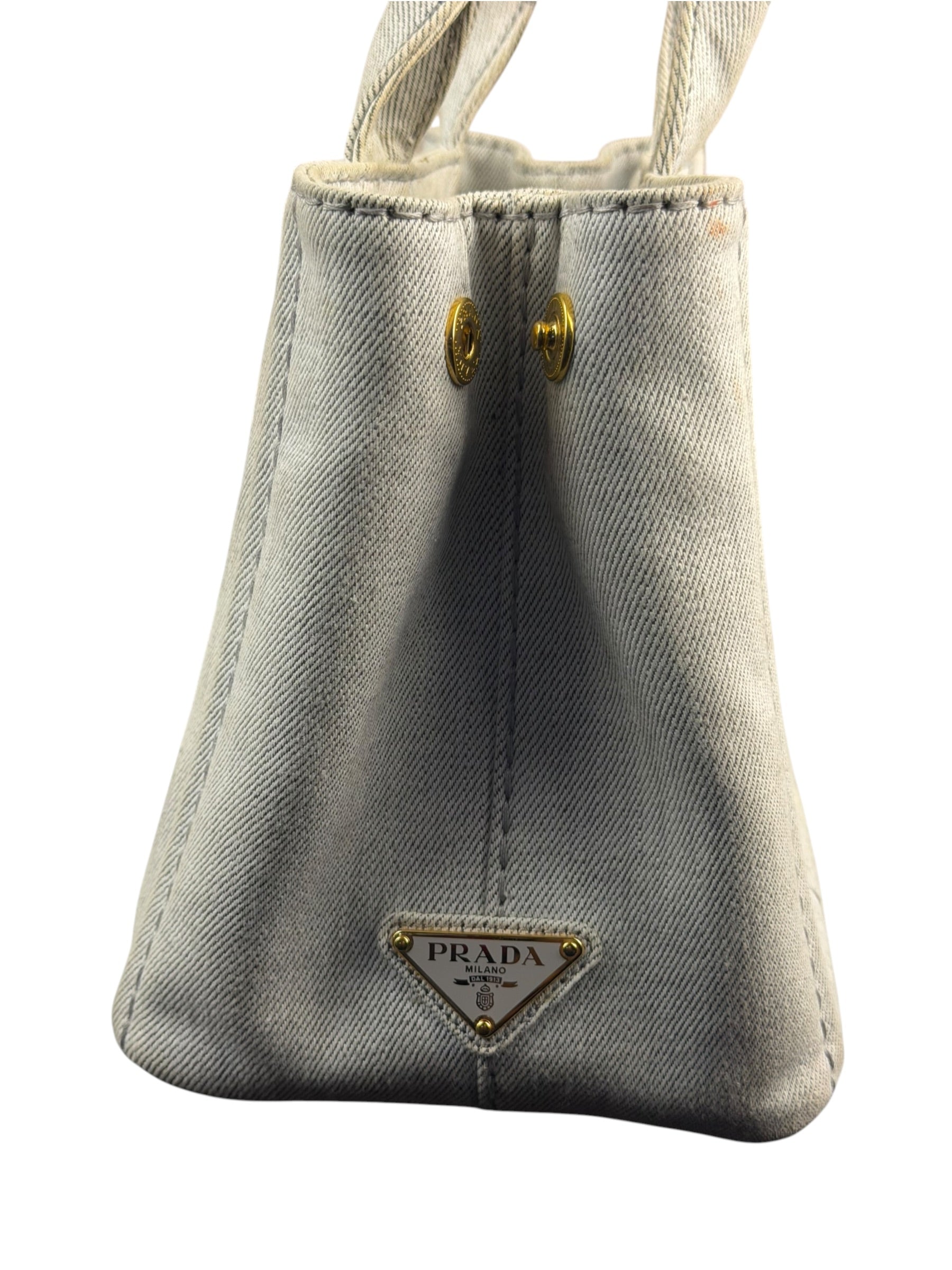 Prada Grey Denim Canapa Logo Tote