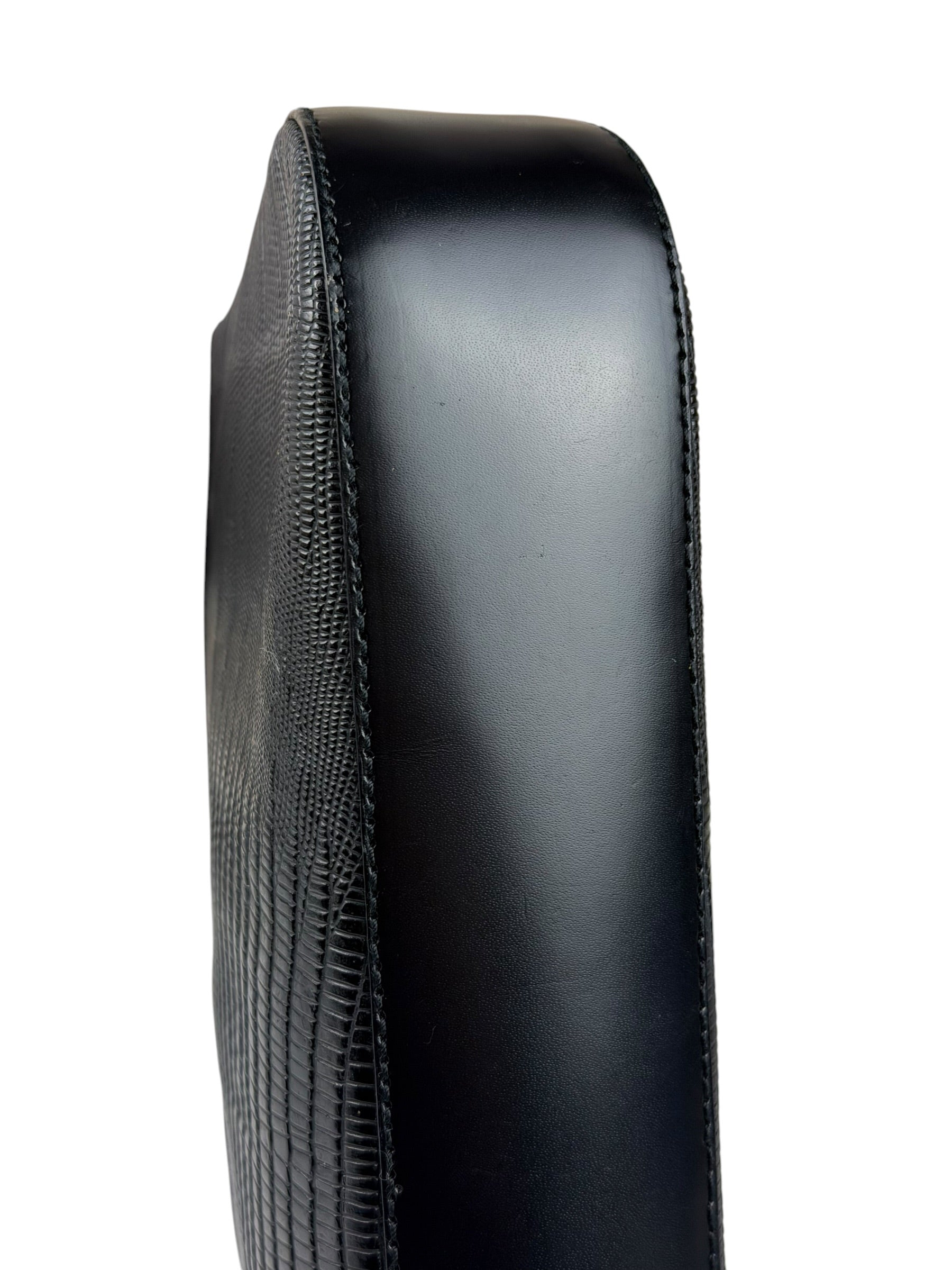 Salvatore Ferragamo Vintage Black Lizard Embossed Leather Pochette
