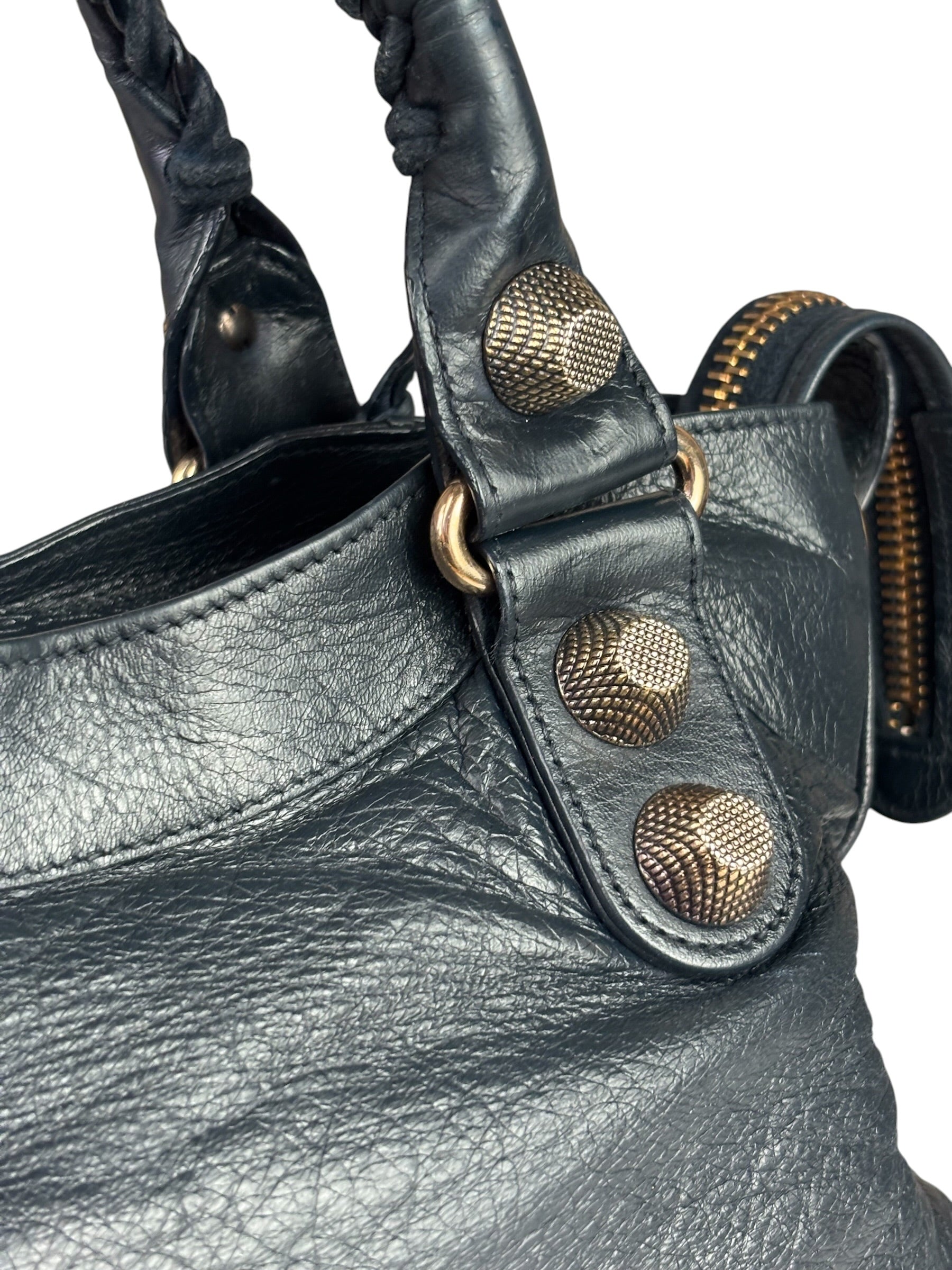 Balenciaga Vintage Navy Leather City Two-Way Bag