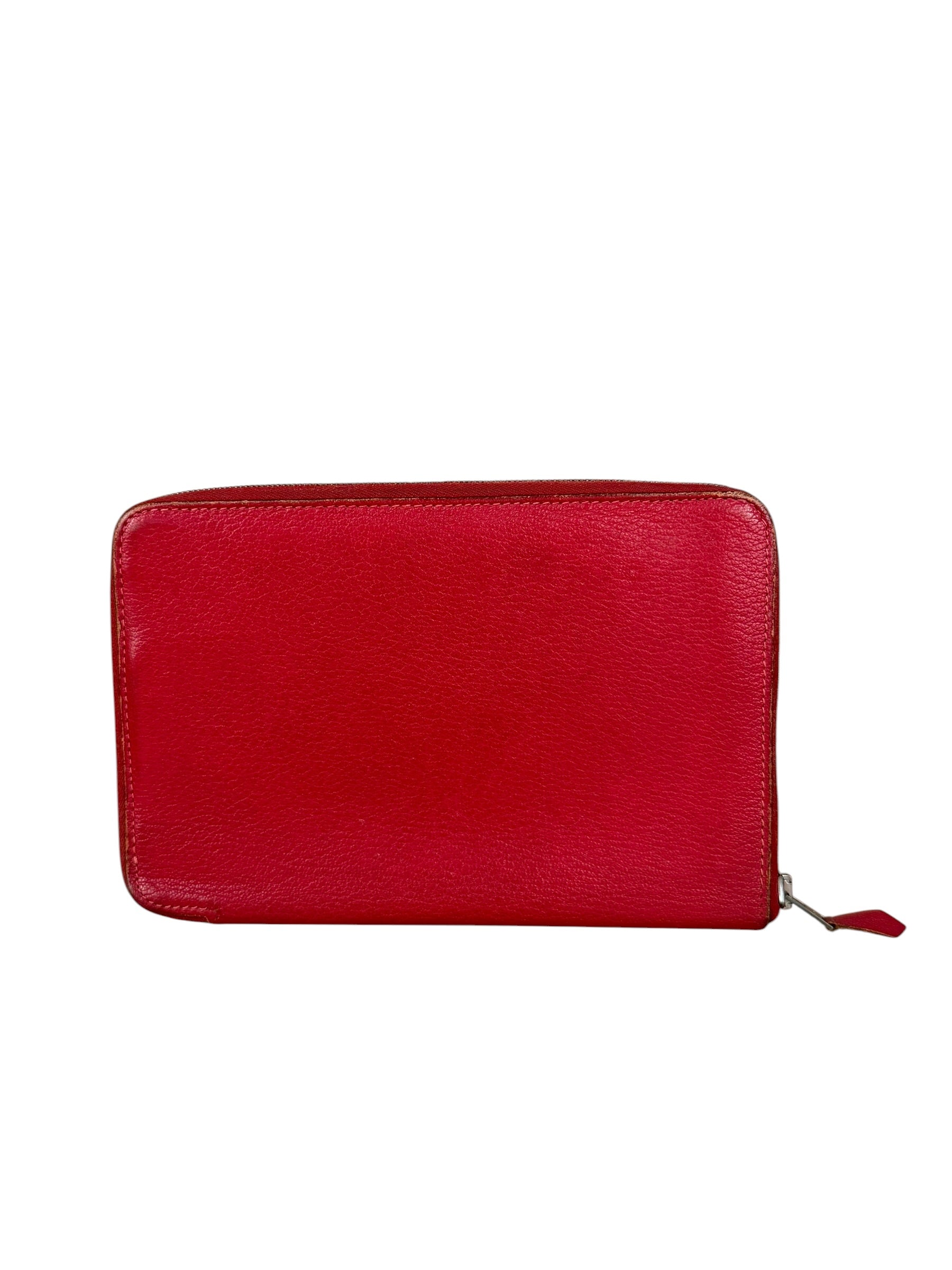 Hermes Rouge Epsom Leather Vintage Organizer Wallet