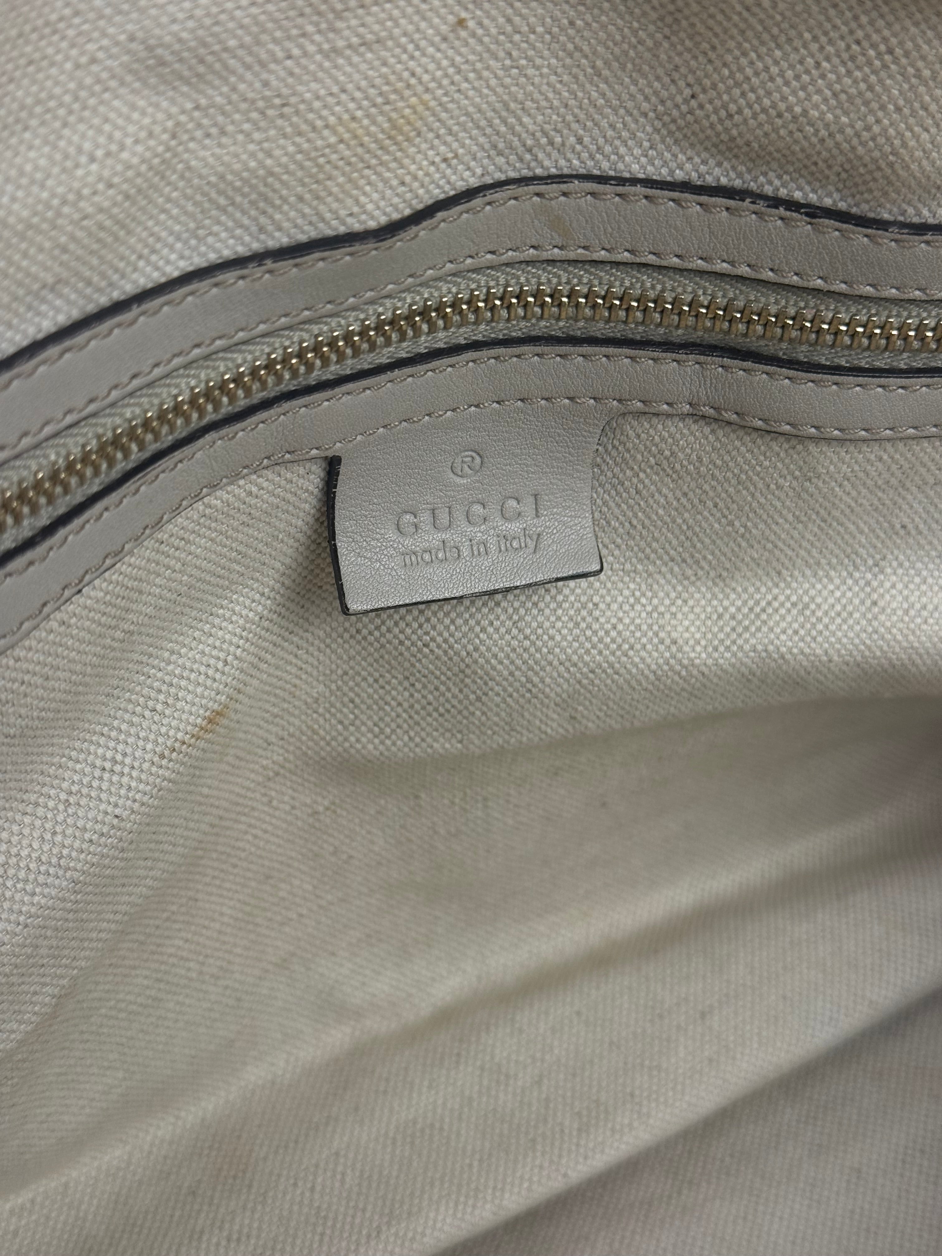Gucci Vintage Beige Leather GG 2Way Bag