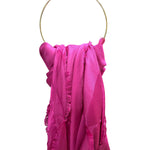 Valentino Magenta Garavani Monogram Jacquard Fringe Scarf Shawl