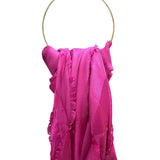 Valentino Magenta Garavani Monogram Jacquard Fringe Scarf Shawl