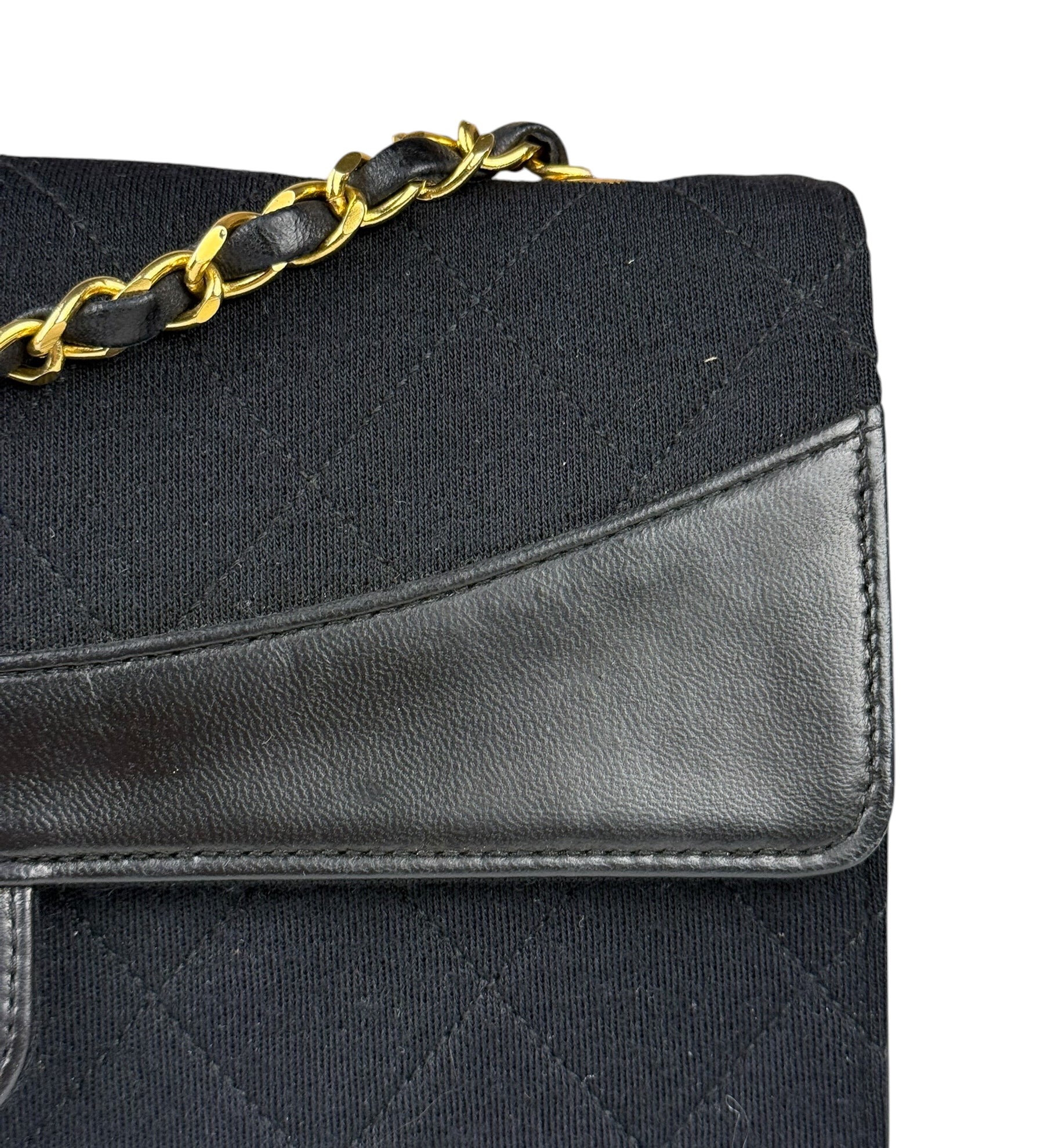 Chanel Jersey Quilted Mademoiselle Lock Flap Bag 1989
