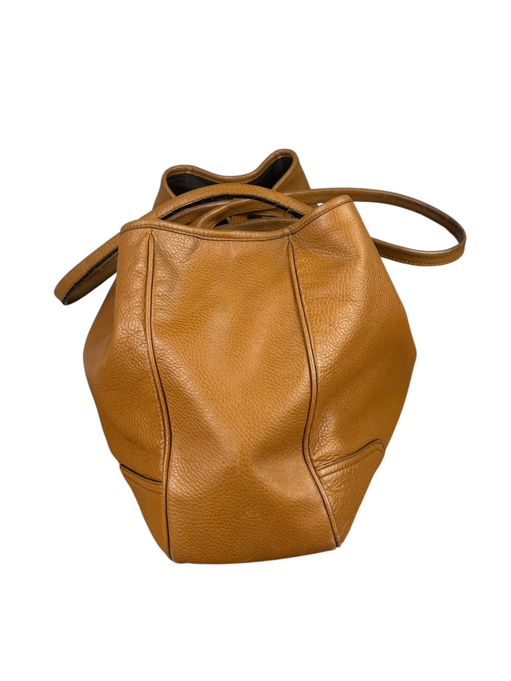 Gucci Brown Leather Sherry Line  Large Tote Bag