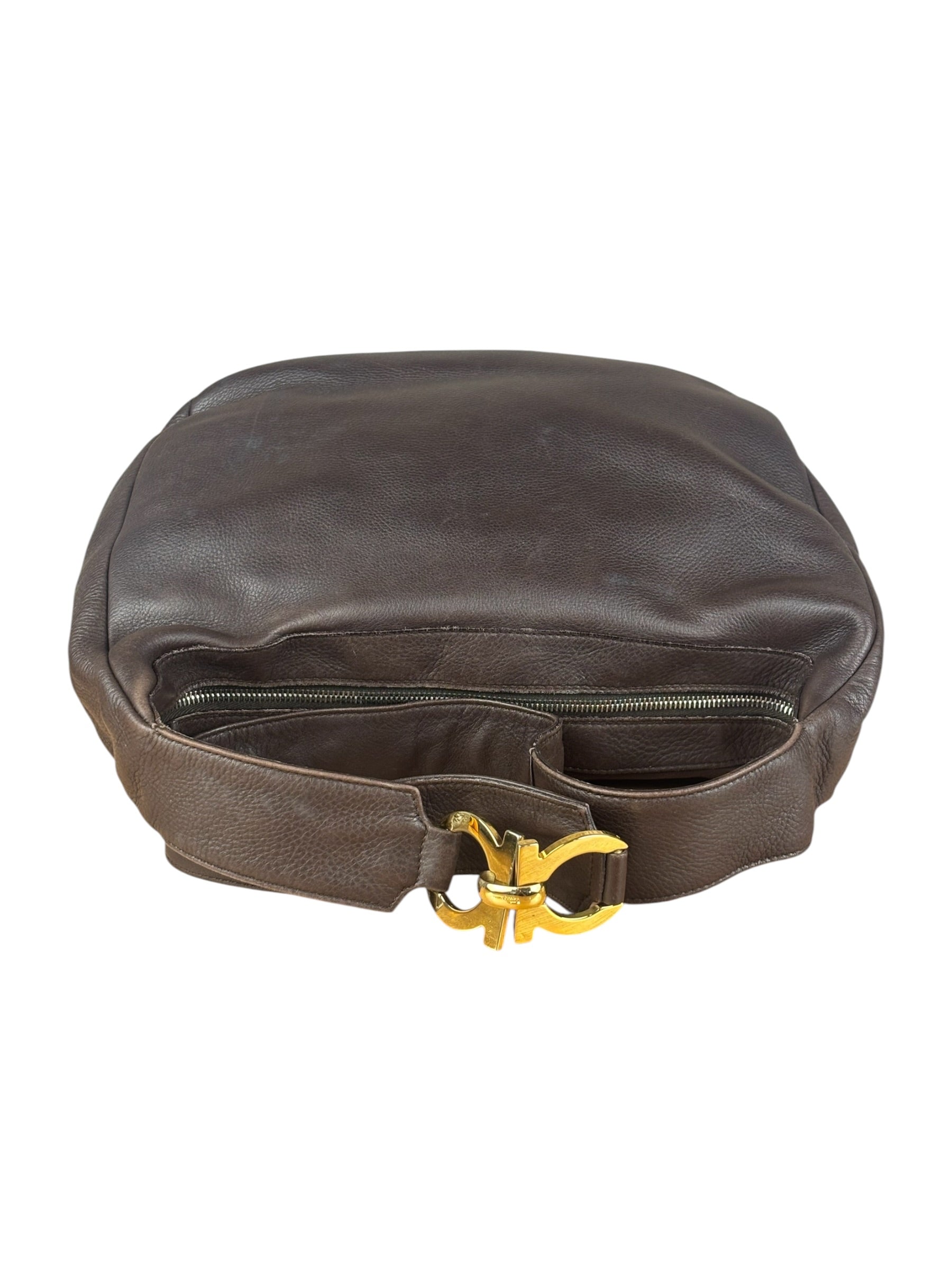 Ferragamo Vintage Brown Leather Hobo Bag