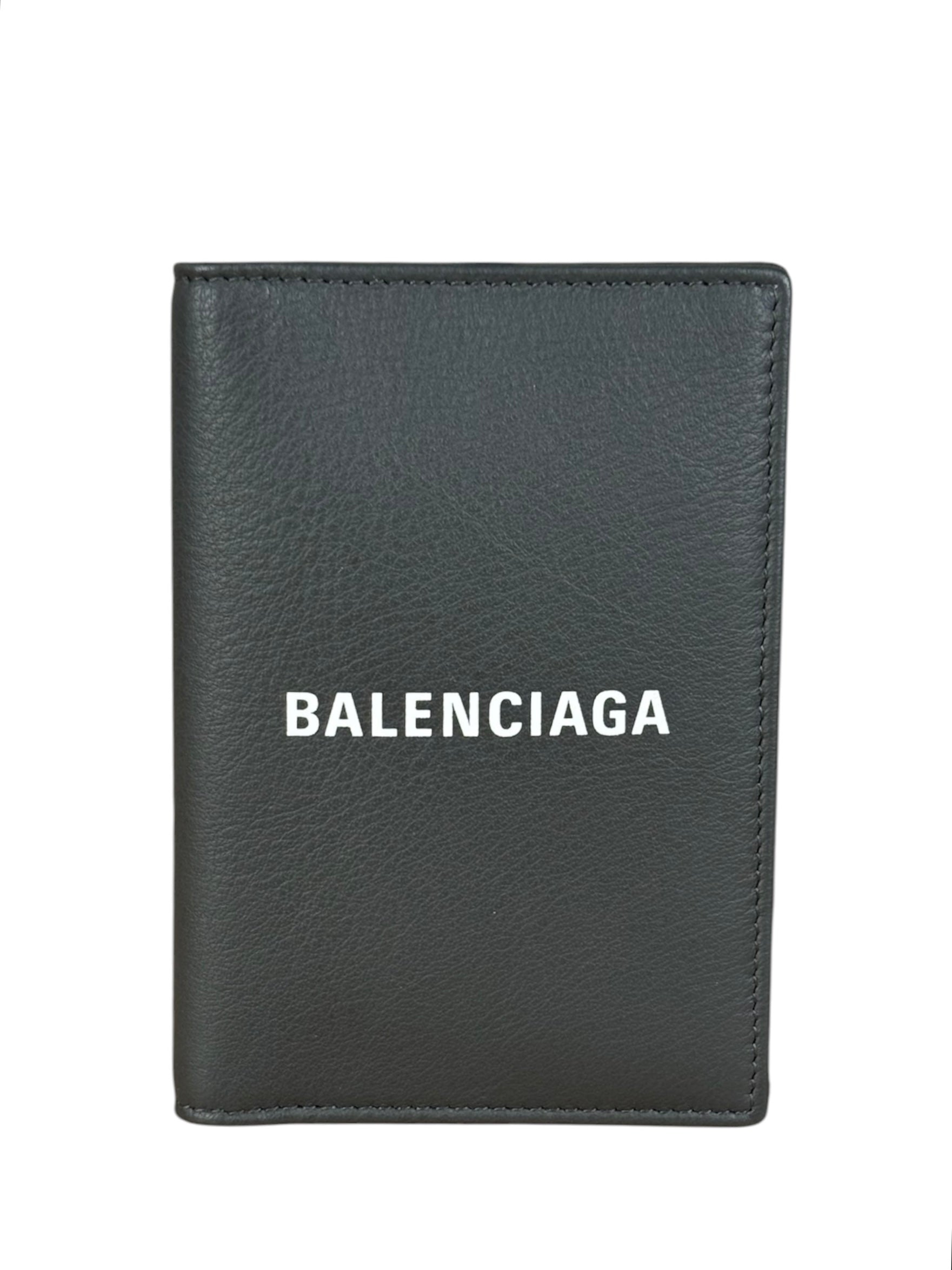 Balenciaga Black Leather Passport Holder Wallet