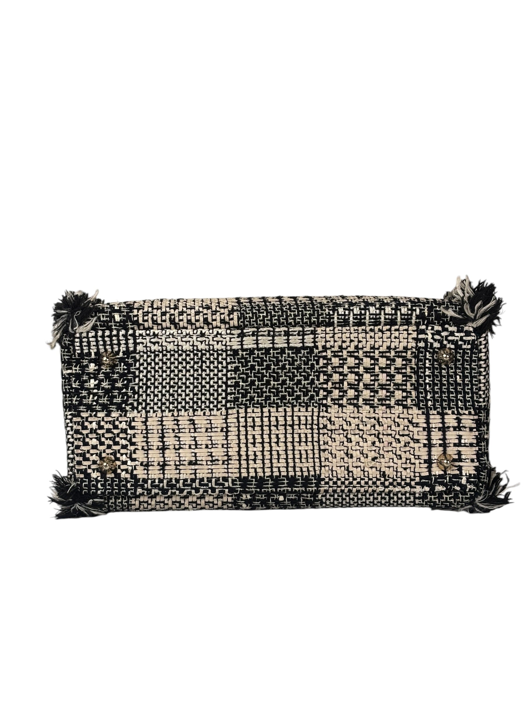 Christian Dior Black/White Tweed Lady Dior Two-Way Bag