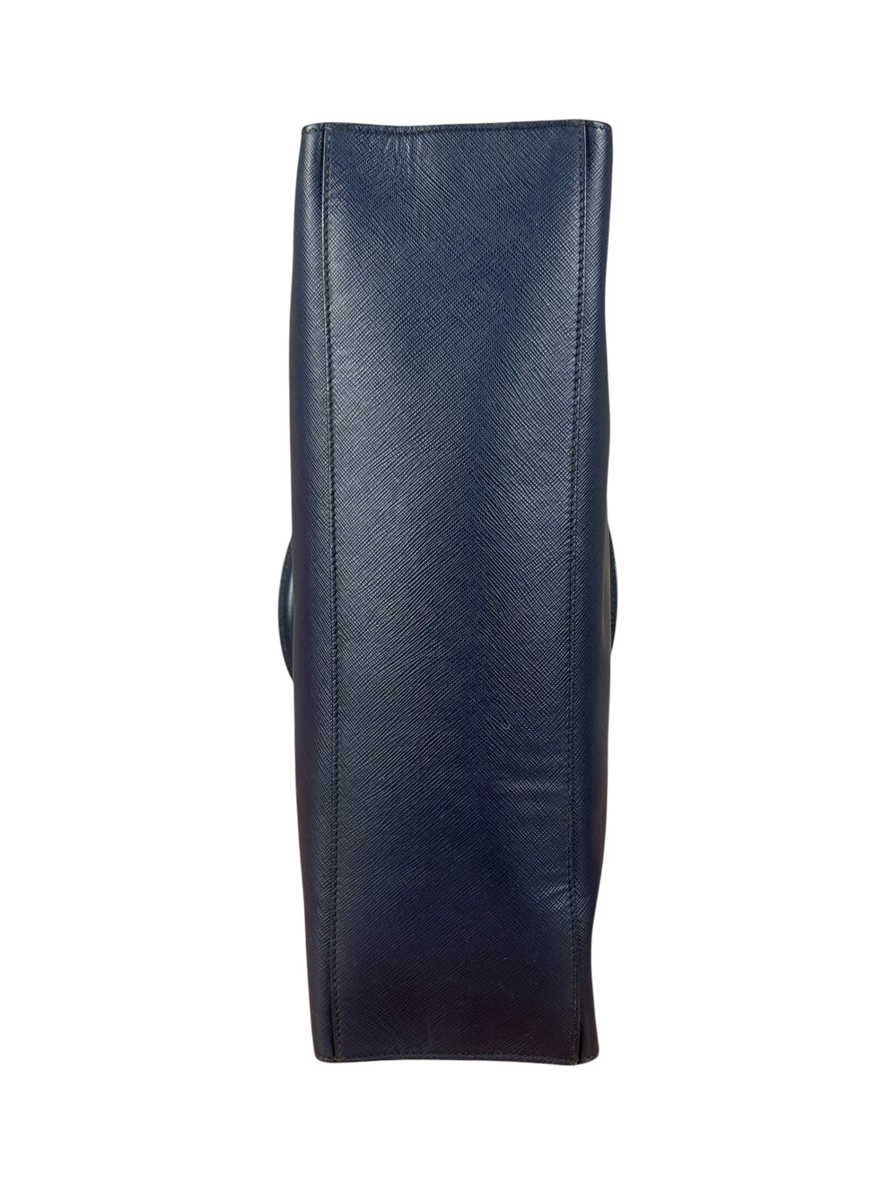 Prada Navy Blue Saffiano Leather Vertical Tote Bag