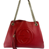 Gucci Red Leather Soho Chain Shoulder Bag