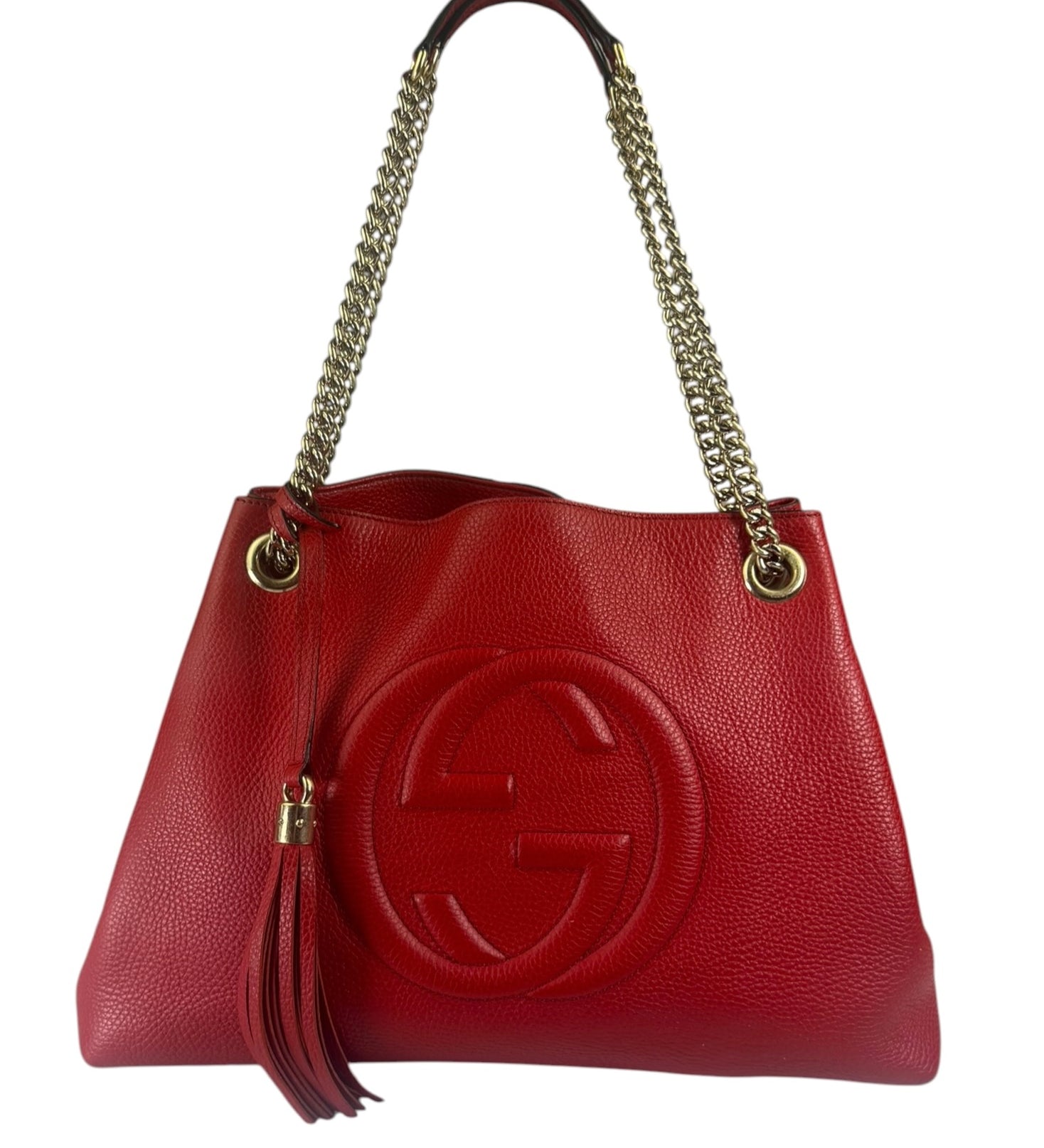 Gucci Red Leather Soho Chain Shoulder Bag