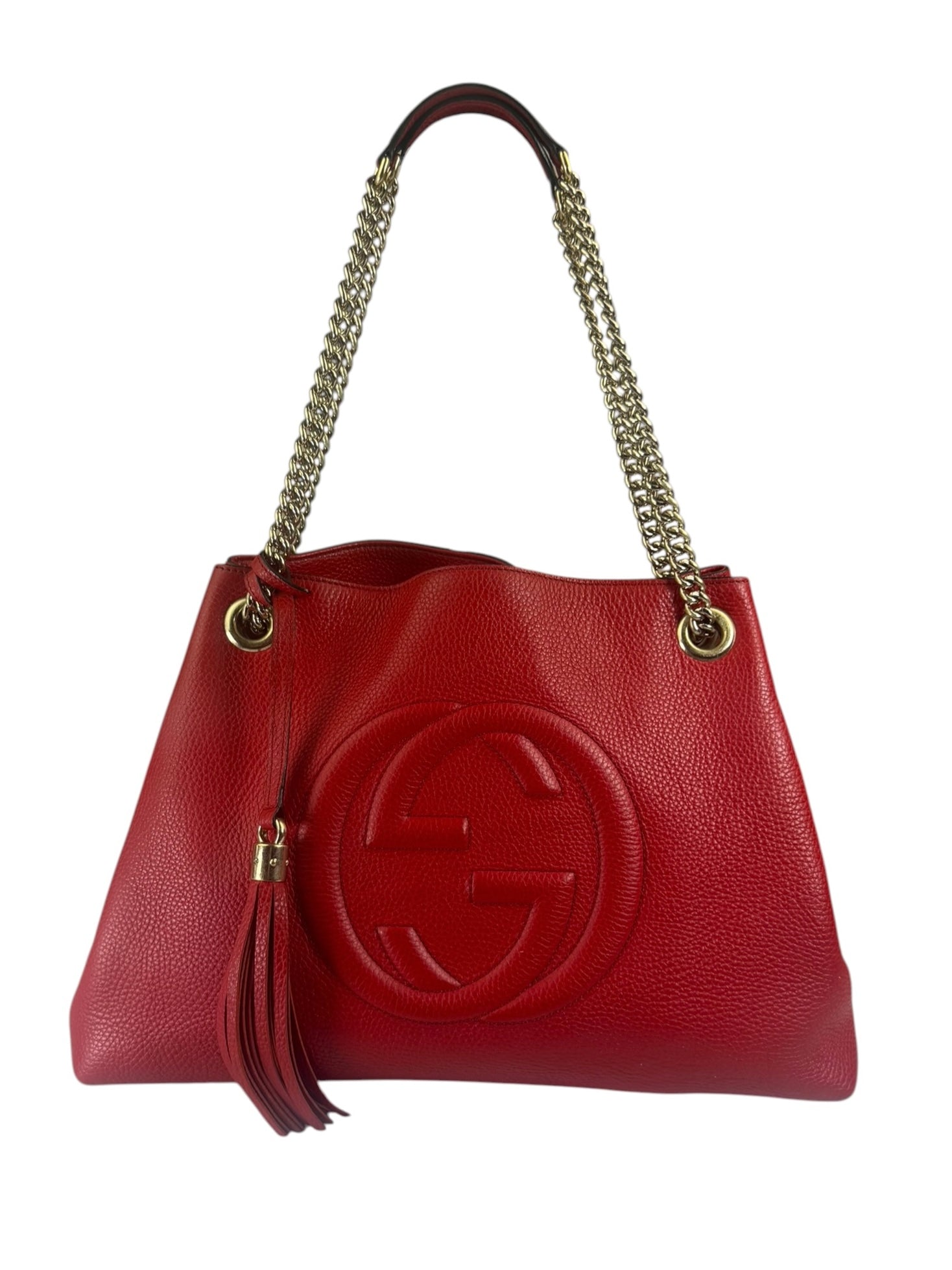Gucci Red Leather Soho Chain Shoulder Bag