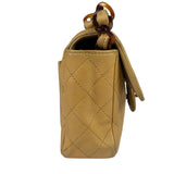 Chanel Beige Quilted Lambskin Tortoiseshell Chain Flap 1996