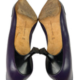 Manolo Blahnik Purple/Black Bow Kitten Heels
