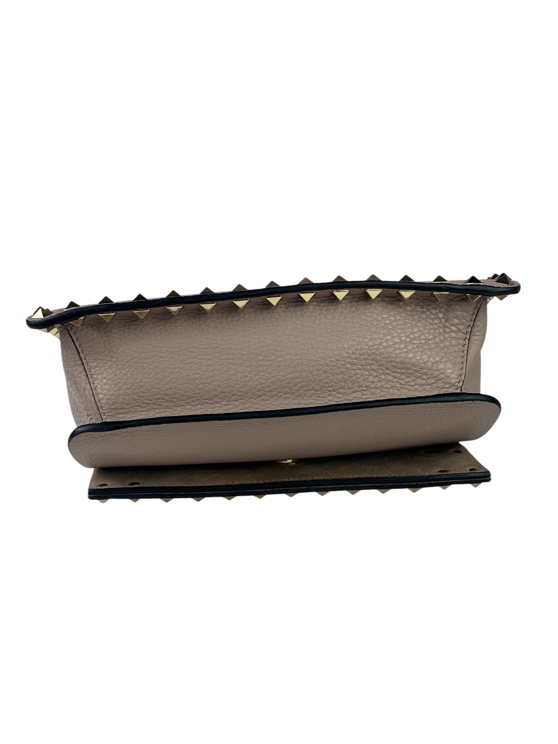 Valentino Neutral Garavani Calfskin Rockstud Crossbody Bag