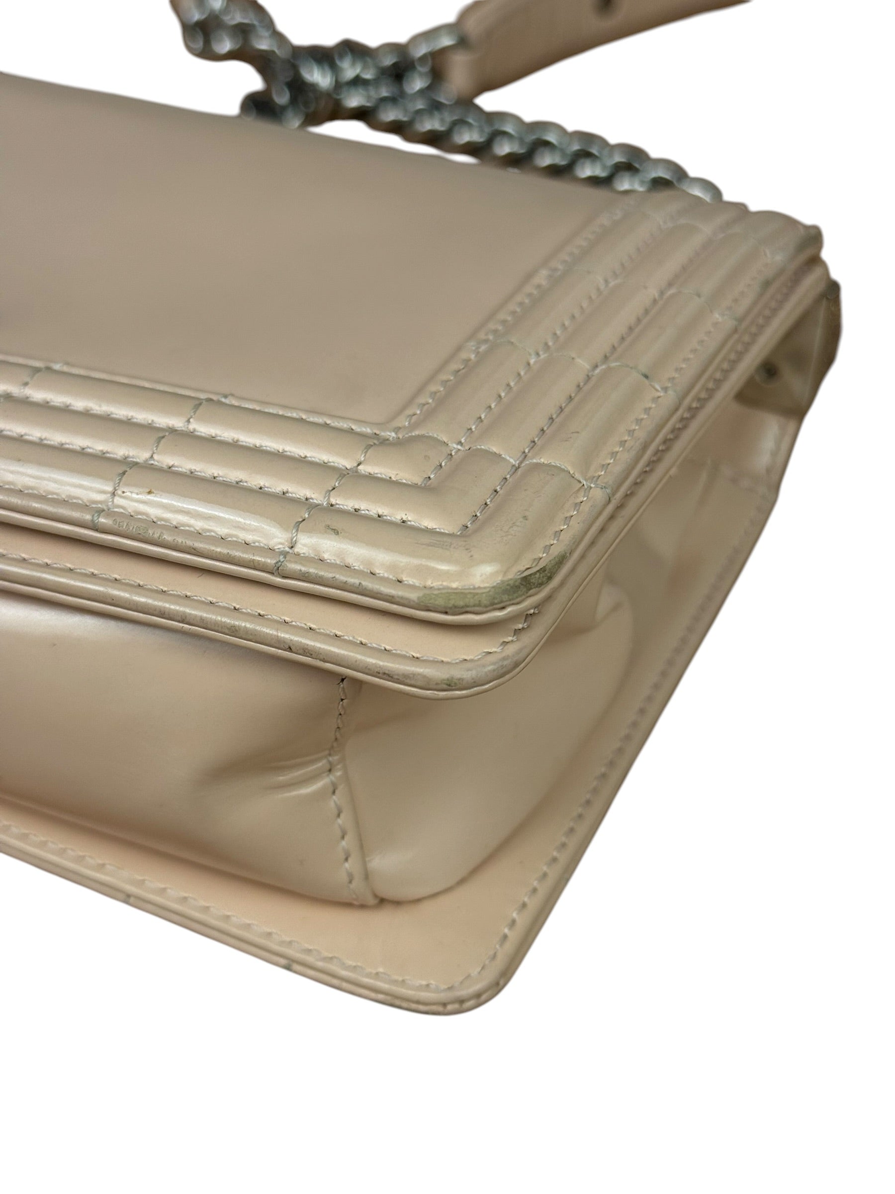 Chanel Cream Patent Leather Boy Flap Bag 2012