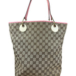 Gucci GG Pink Leather Canvas Eclipse Tote Bag