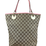 Gucci GG Pink Leather Canvas Eclipse Tote Bag