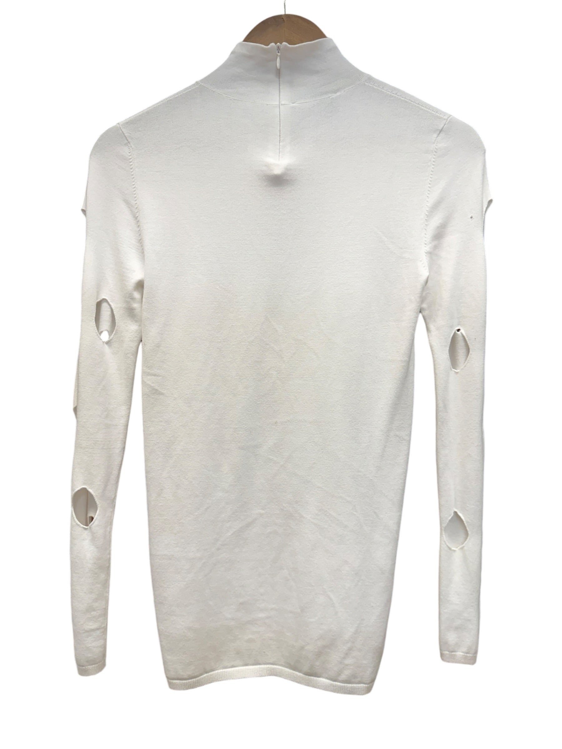 Prada White Cutout Mock Neck Long Sleeve Top