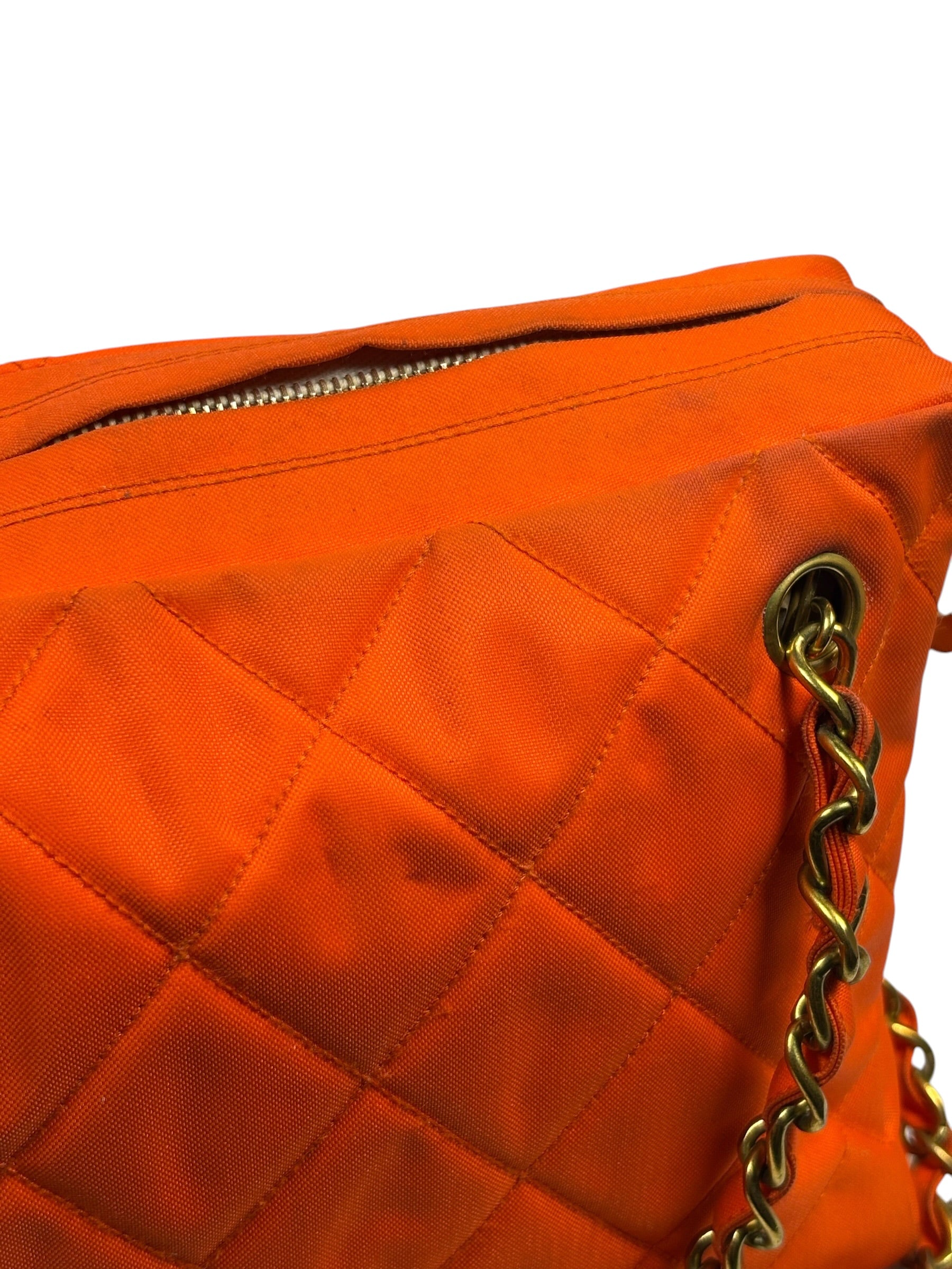 Chanel Orange Quilted Nylon Classic Jersey Camera Bag 2012