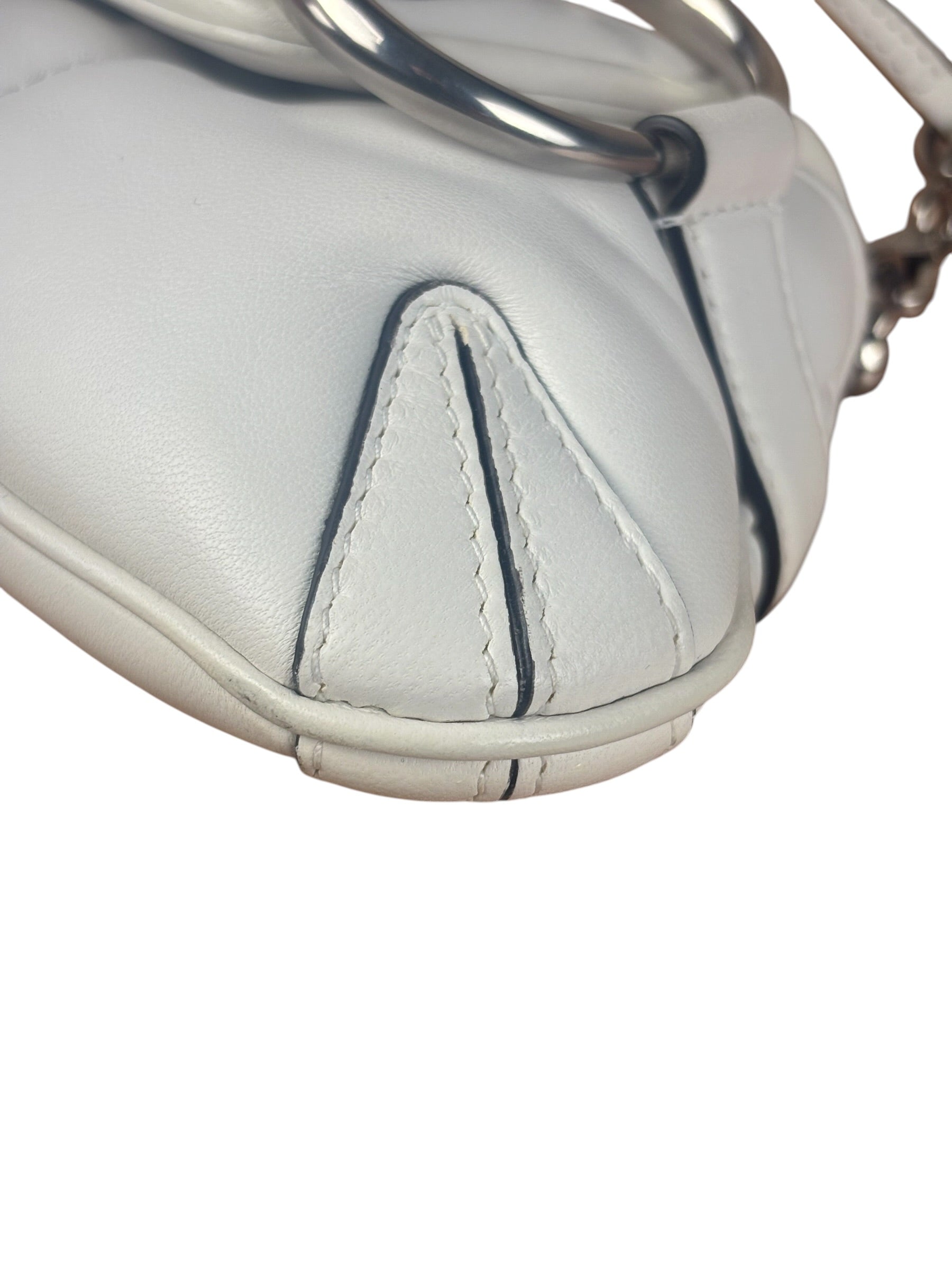 Gucci White Horsebit Vertical Quilted Leather Shoulder Bag