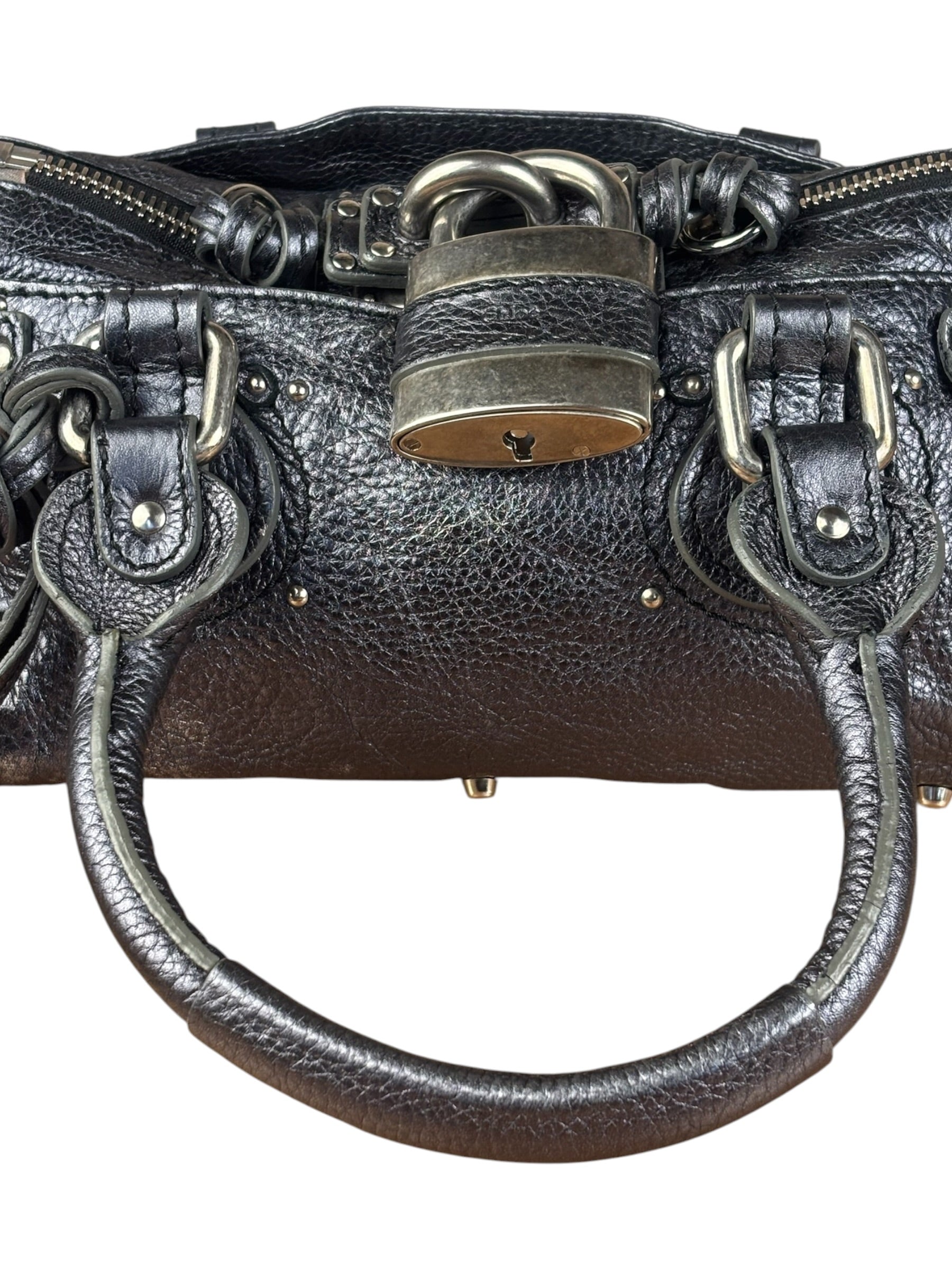 Chloé Grey Metallic Small Paddington Handbag