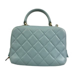 Chanel Light Blue Quilted Lambskin Top Handle Vanity Case 2019