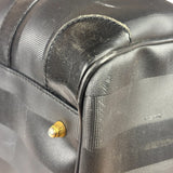 Fendi Grey/Black Leather Striped Boston Bag