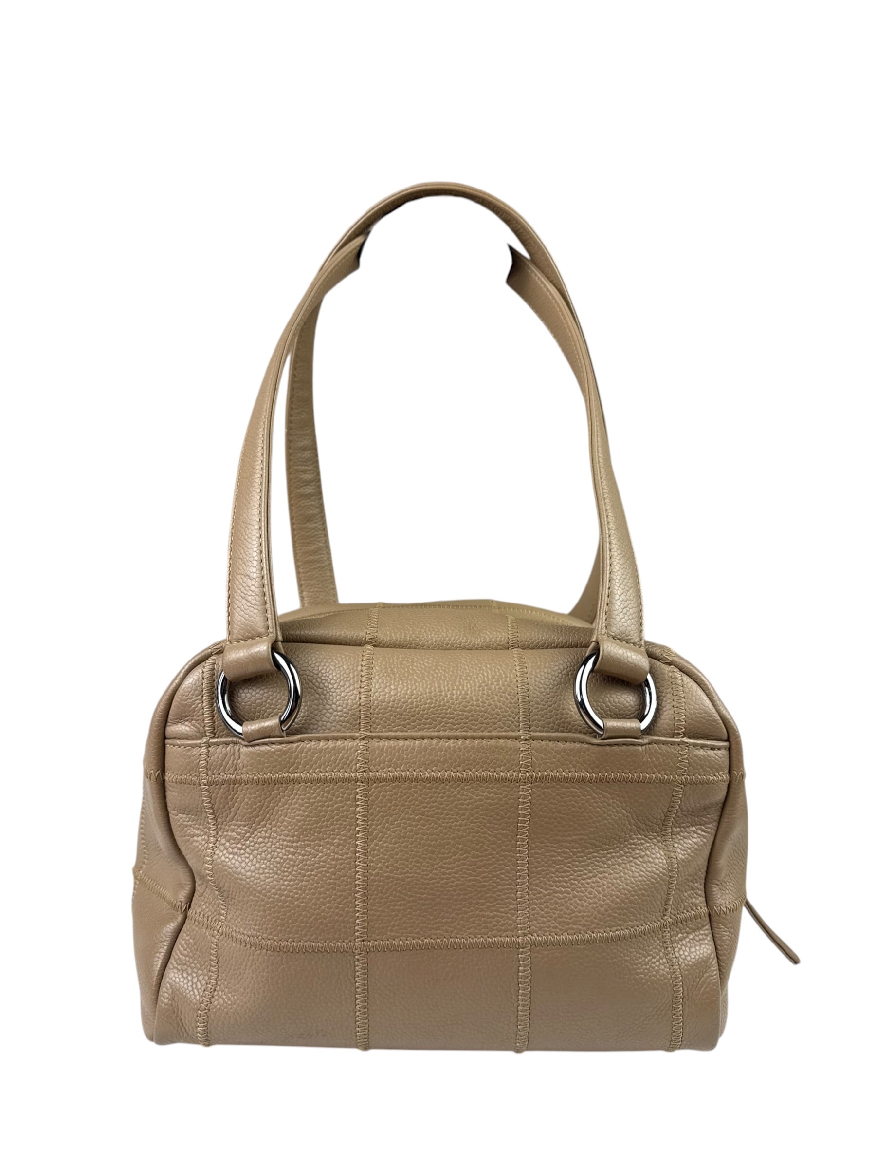 Chanel Beige Leather Chocolate Bar Bowler Bag 2004