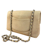 Chanel Vintage Beige Jersey Quilted Classic Flap Bag
