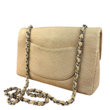 Chanel Vintage Beige Jersey Quilted Classic Flap Bag
