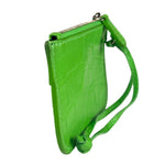 Balenciaga Neon Green Crocodile-Embossed Coin/Card Holder