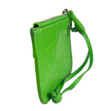 Balenciaga Neon Green Crocodile-Embossed Coin/Card Holder