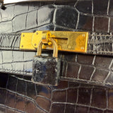 Hermes 1985 Black Crocodile Kelly 35