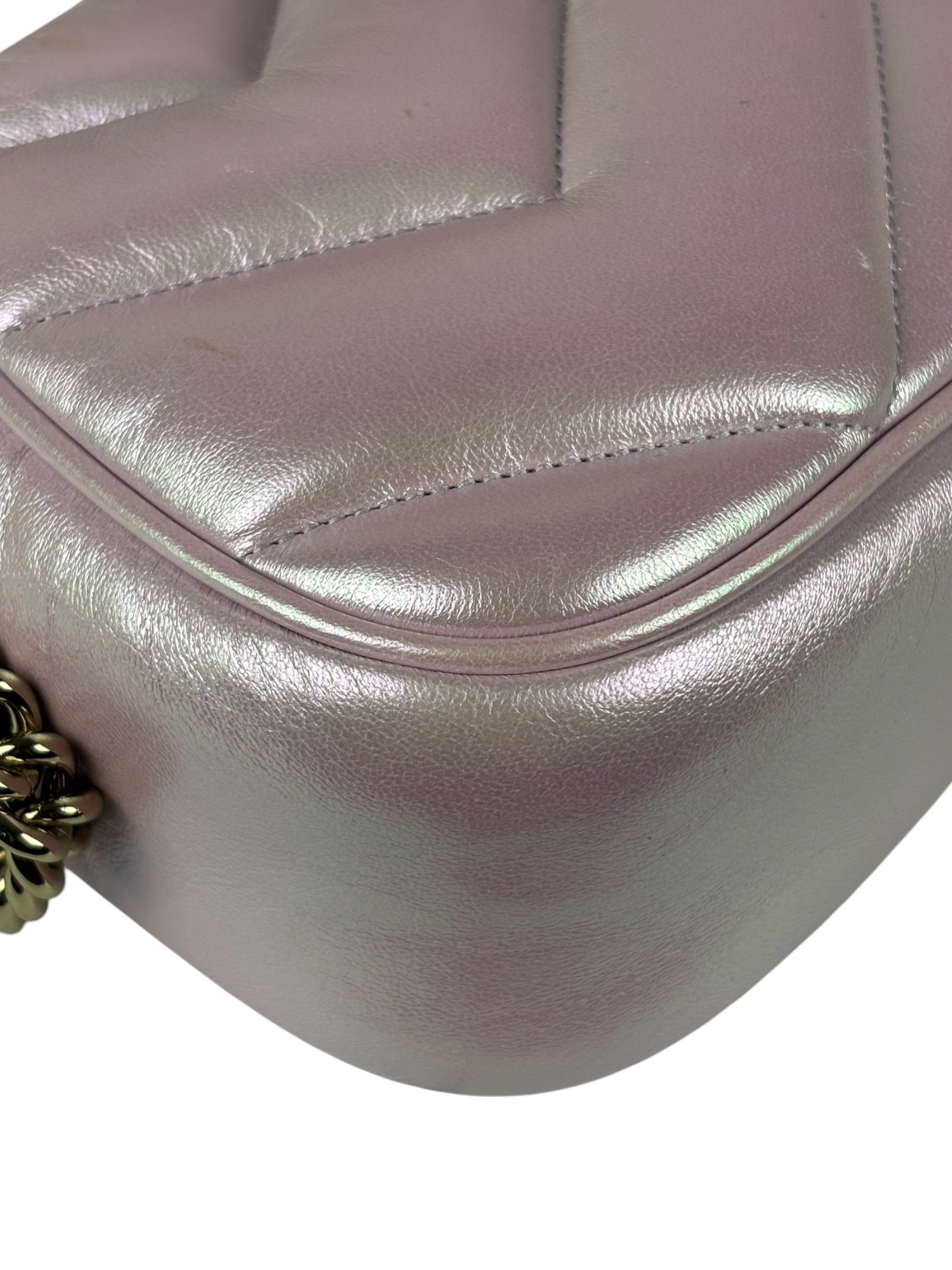 Gucci Iridescent Pink Nappa Chevron Small GG